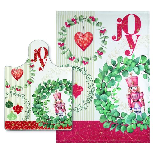 Tagliere vetro temperato+ strofinaccio ghirlande