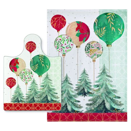 Tagliere vetro temperato+strofinaccio alberi