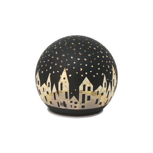 Sfera nera da appoggio "paesaggio" con led