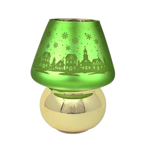 Lampada grande in vetro con led colore verde/oro