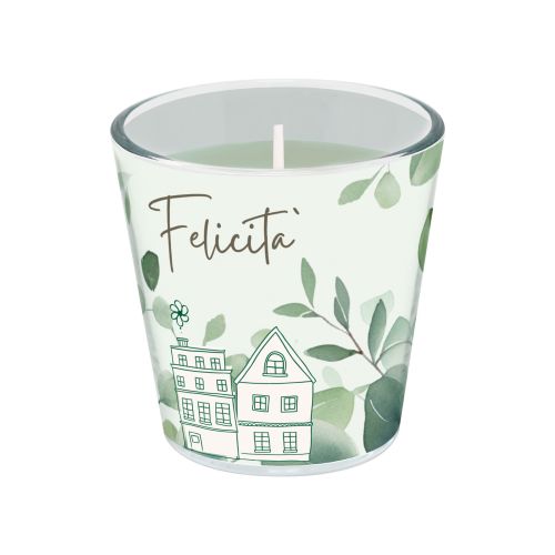 Candela in vetro fragranza ocean breeze/cactus decoro felicita'
