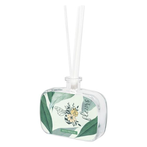 Bottiglia in vetro con profumo note fresche decoro "fleurs"