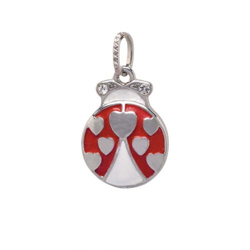 Charm coccinella in metallo rotondo - 2 pz.