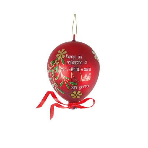 Palloncino vetro "natale ogni giorno" rosso