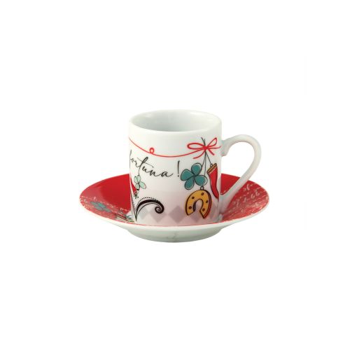 Set 2 tazze espresso decoro fortuna