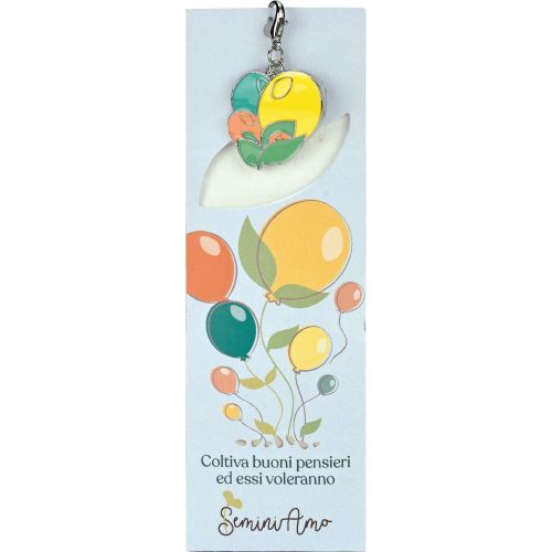 Seganalibro con charm "palloncino" + carta piantabile - 6 pz.