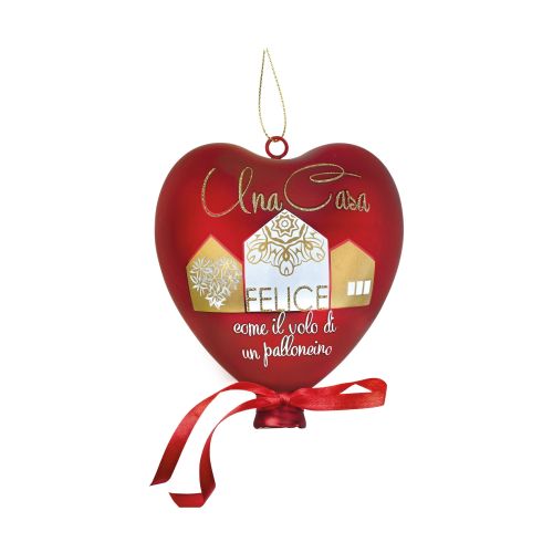 Palloncino in vetro a cuore "stella cadente" rosso
