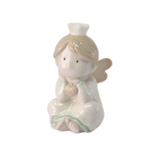 Statuina in porcellana " angelo del cuore"
