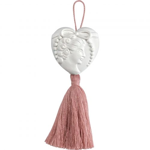 Decorazione cuore cameo con mappo rosa - 6 pz.