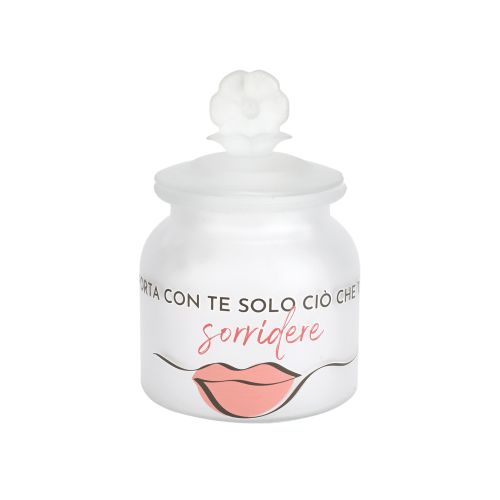 Barattolo vetro satinato dec "sorridere"