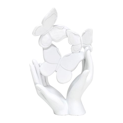 Scultura piccola in resina bianca volo di farfalle