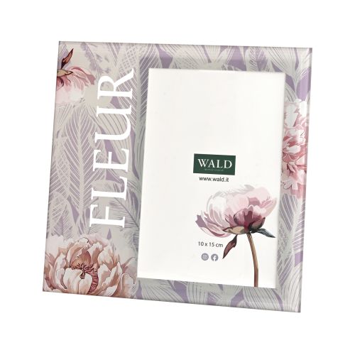 Portafoto in vetro decoro peonia