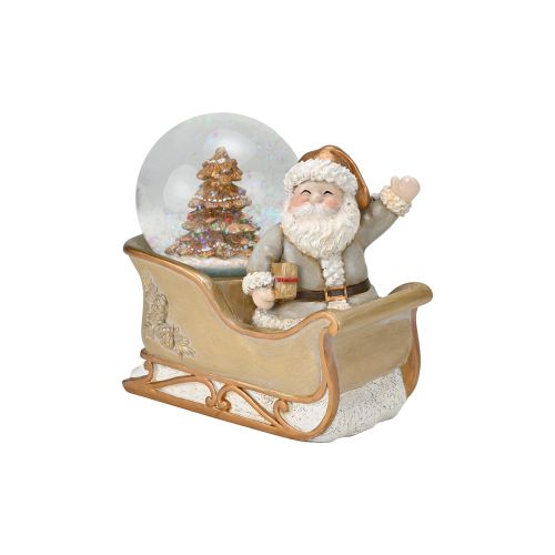 Slitta babbo natale con water ball dec. oro