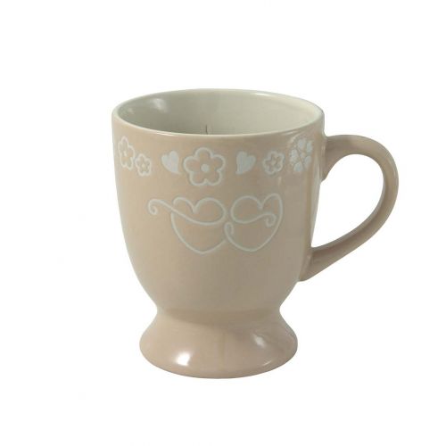 Mug con cuori - tortora - 2 pz.