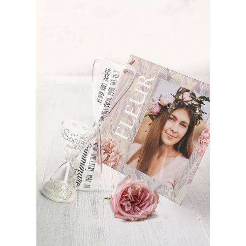 Portafoto in vetro decoro peonia