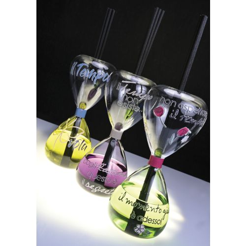 Profumatore vetro clessidra decoro "non aspettare il tempo"